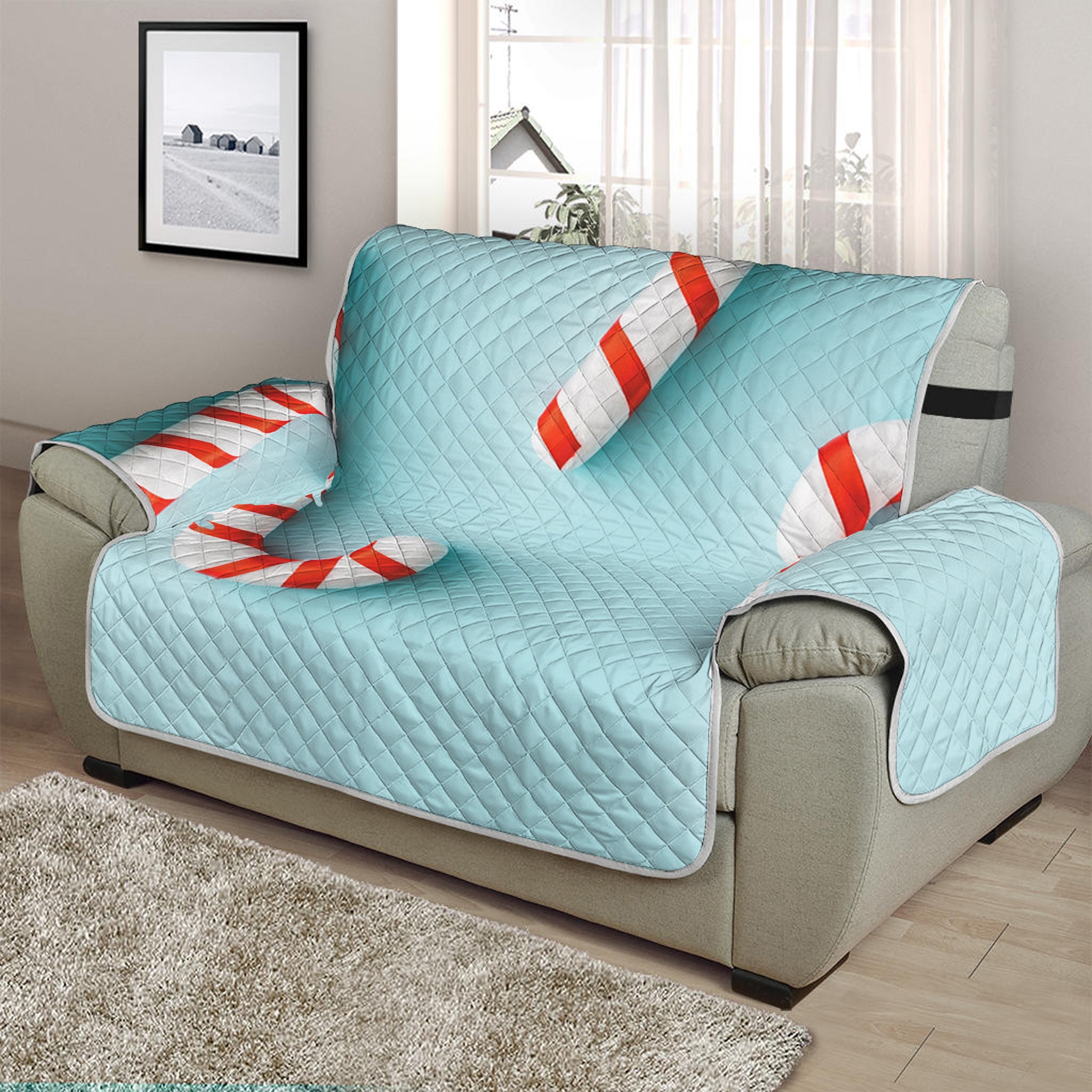 Christmas Candy Candies Pattern Print Half Sofa Protector