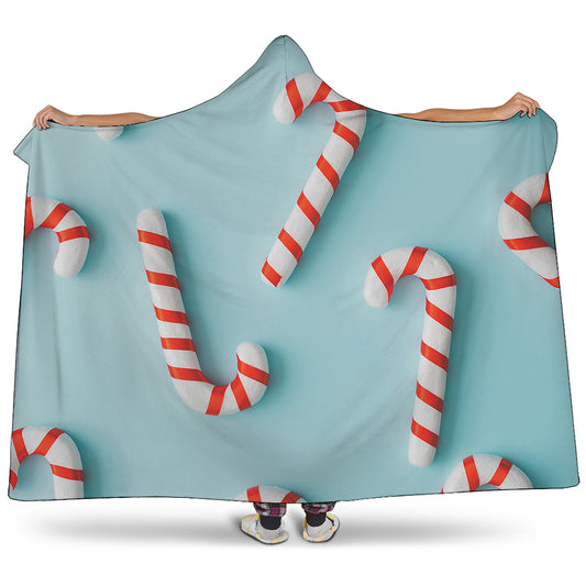 Christmas Candy Candies Pattern Print Hooded Blanket