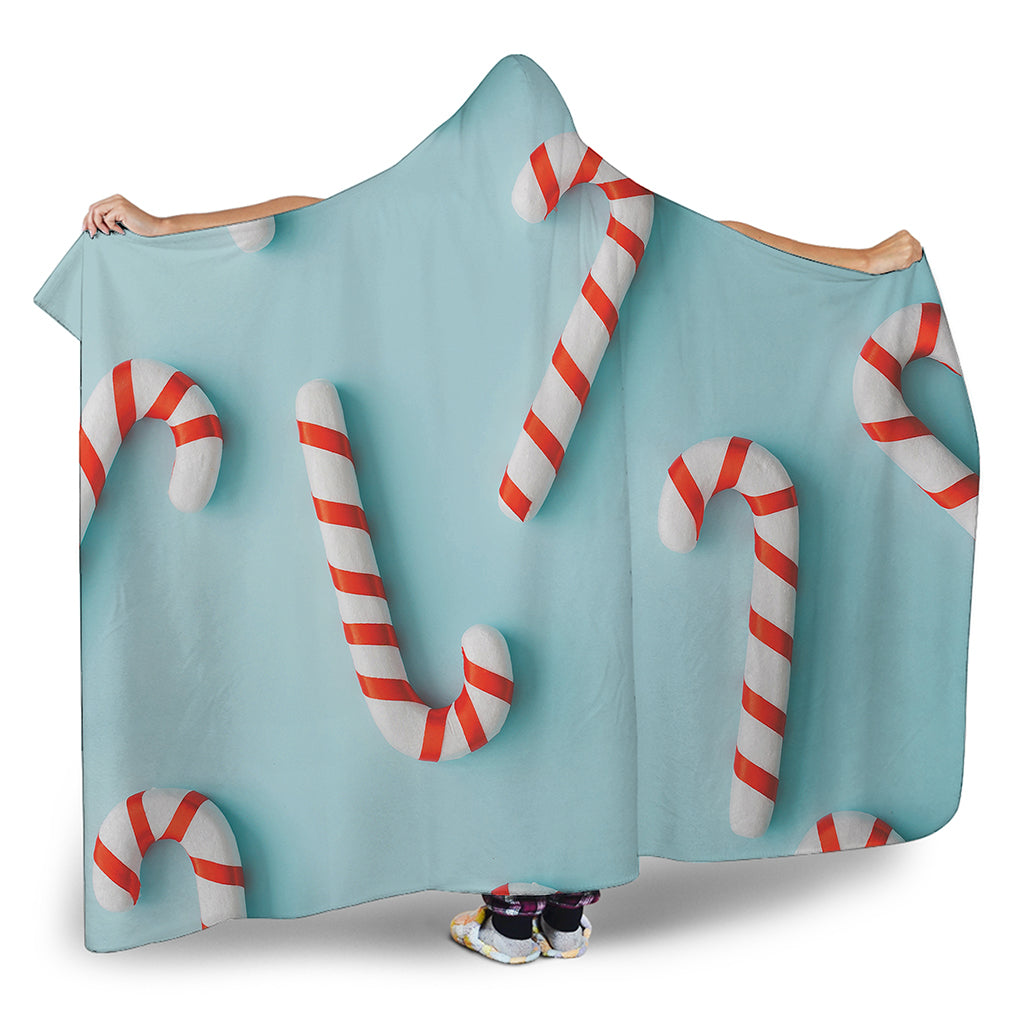 Christmas Candy Candies Pattern Print Hooded Blanket