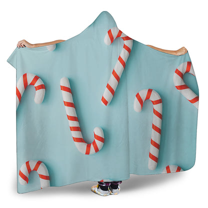 Christmas Candy Candies Pattern Print Hooded Blanket