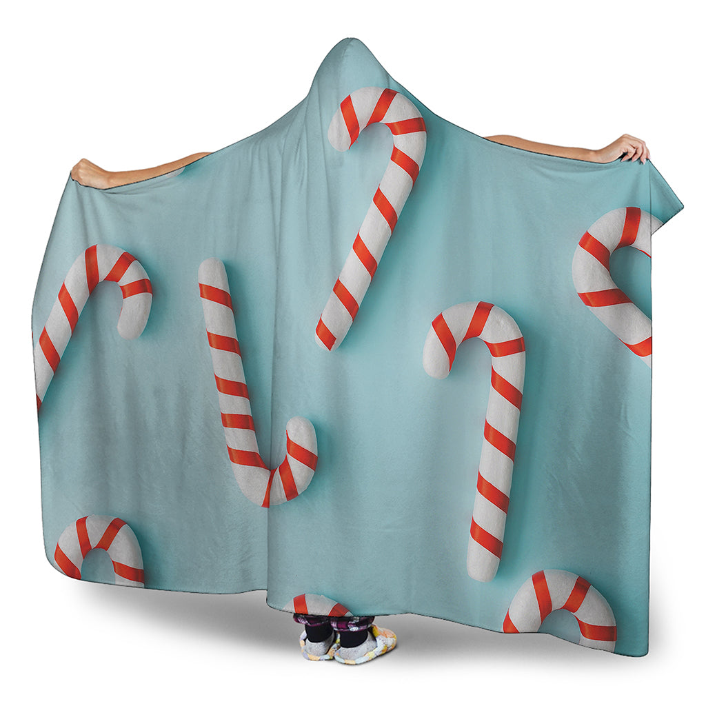 Christmas Candy Candies Pattern Print Hooded Blanket