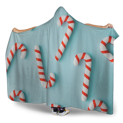 Christmas Candy Candies Pattern Print Hooded Blanket