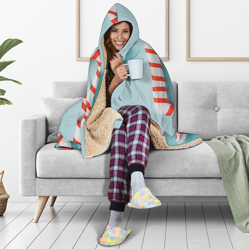 Christmas Candy Candies Pattern Print Hooded Blanket