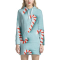 Christmas Candy Candies Pattern Print Pullover Hoodie Dress