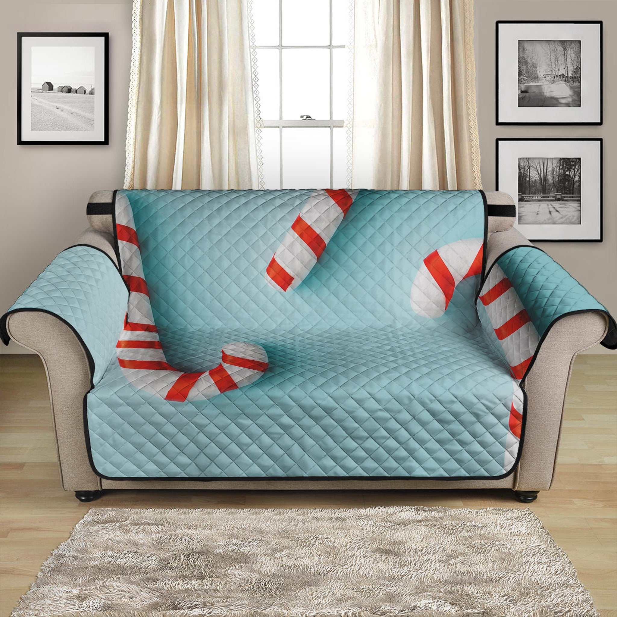 Christmas Candy Candies Pattern Print Loveseat Protector