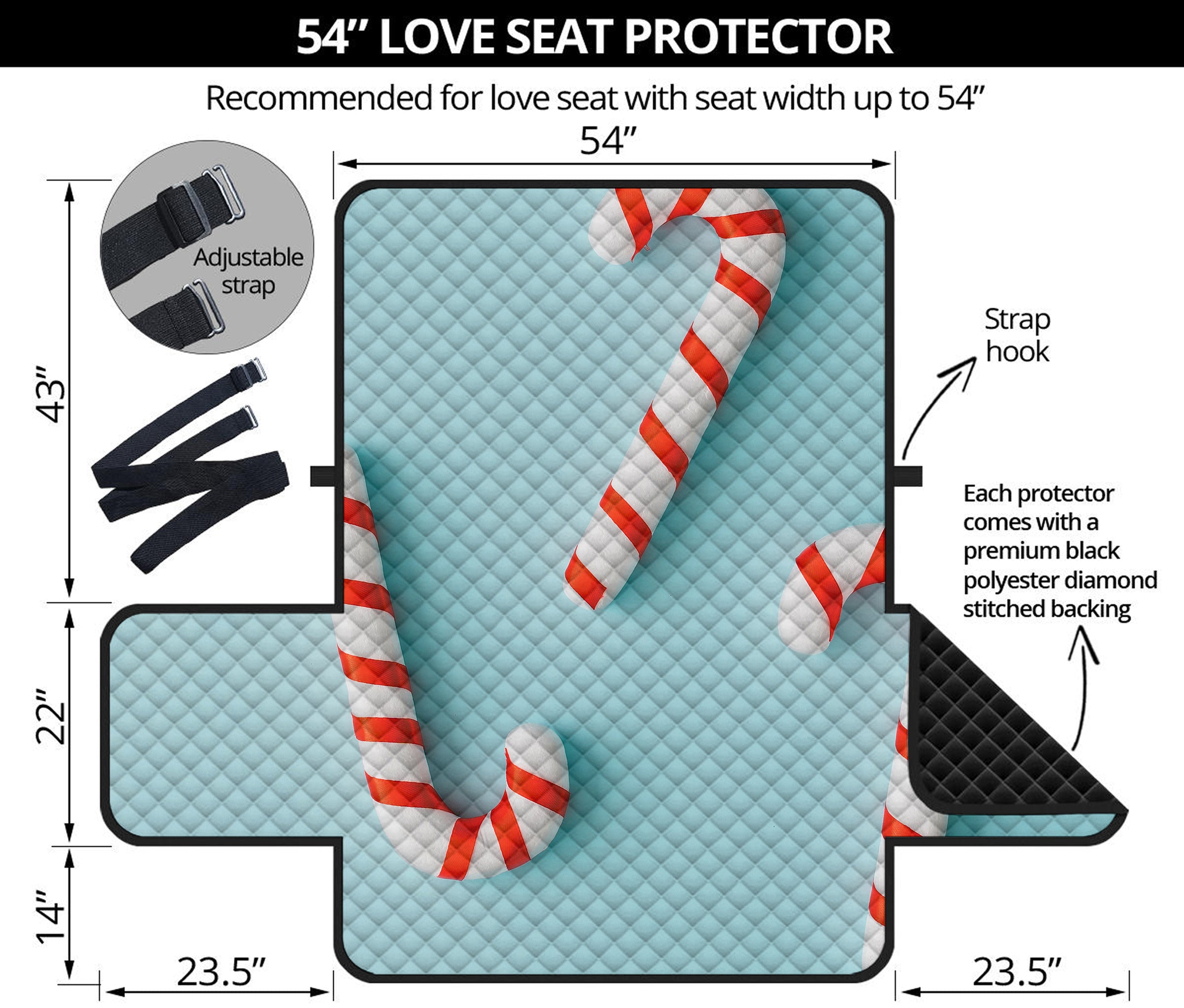 Christmas Candy Candies Pattern Print Loveseat Protector