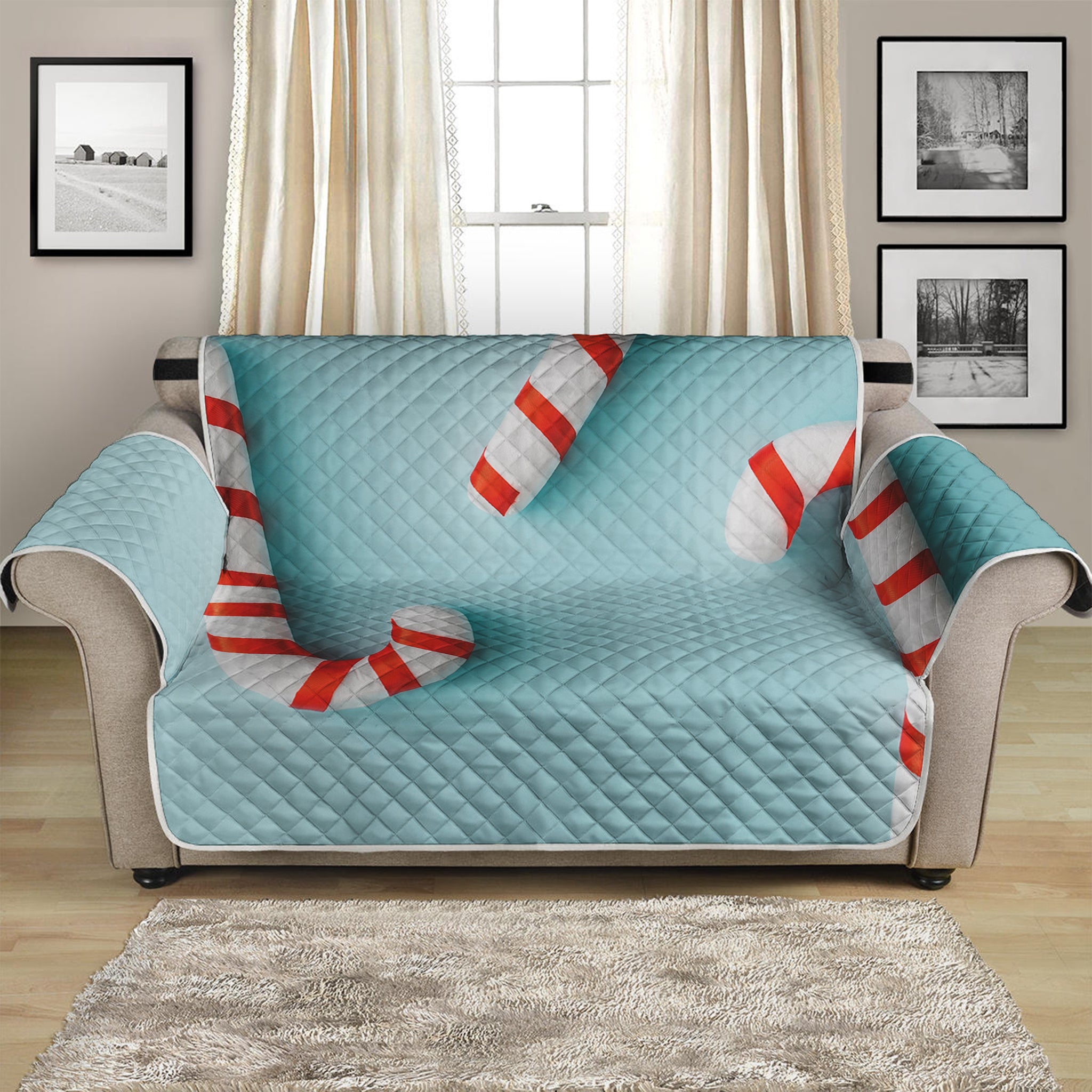 Christmas Candy Candies Pattern Print Loveseat Protector