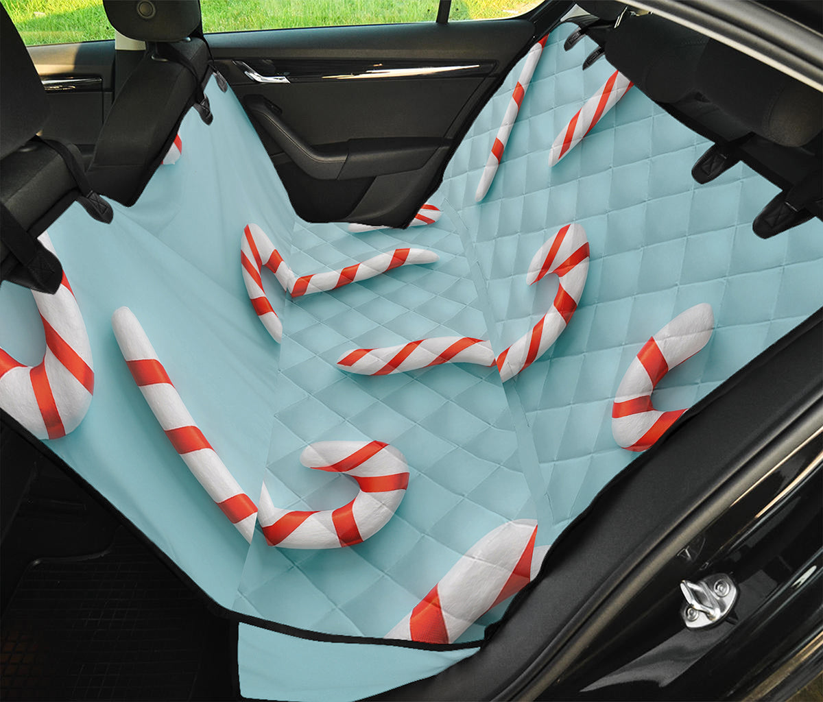 Christmas Candy Candies Pattern Print Pet Car Back Seat Cover