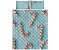 Christmas Candy Candies Pattern Print Quilt Bed Set