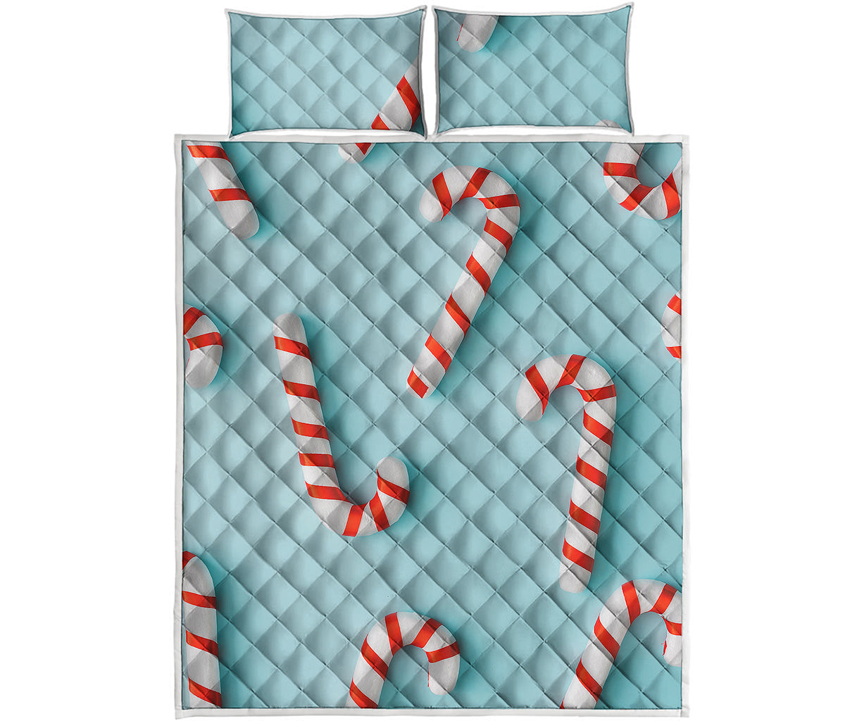 Christmas Candy Candies Pattern Print Quilt Bed Set