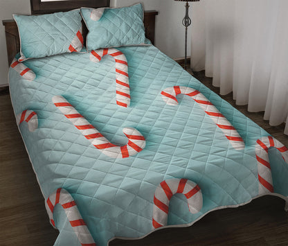 Christmas Candy Candies Pattern Print Quilt Bed Set