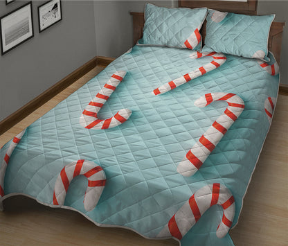 Christmas Candy Candies Pattern Print Quilt Bed Set