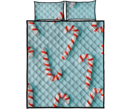 Christmas Candy Candies Pattern Print Quilt Bed Set