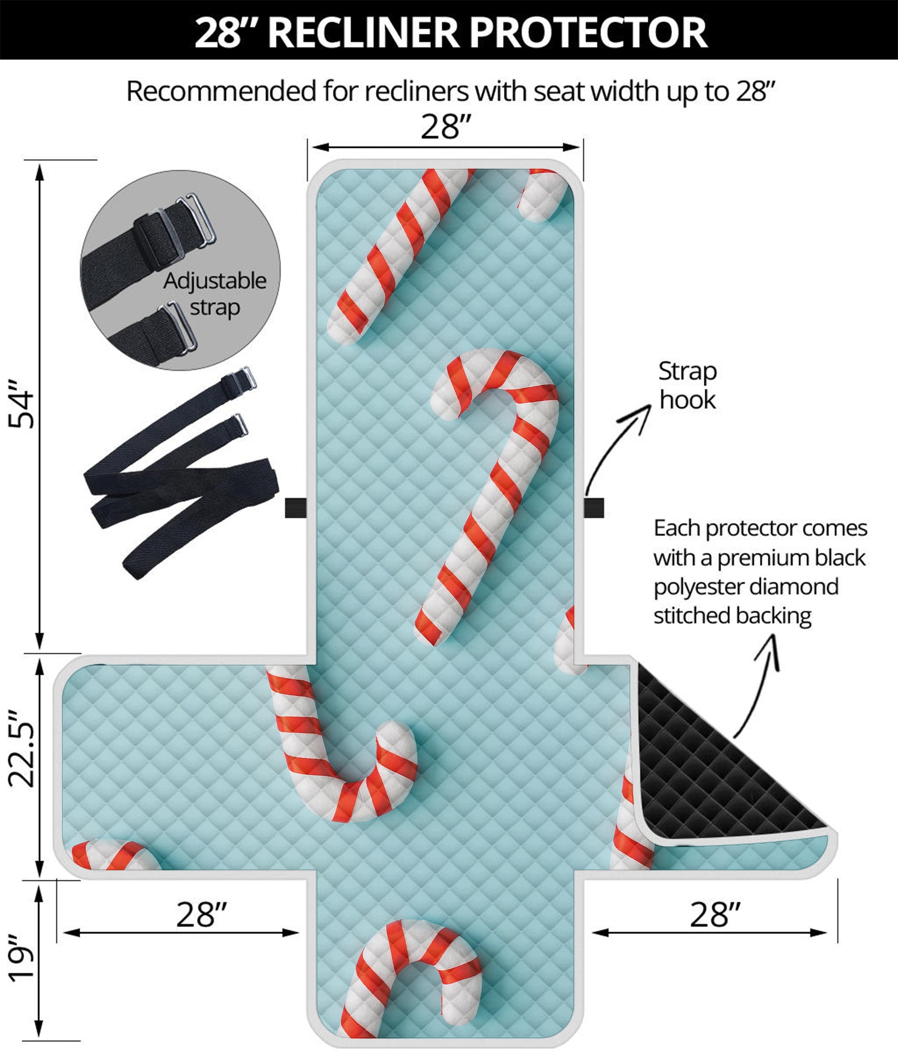 Christmas Candy Candies Pattern Print Recliner Protector