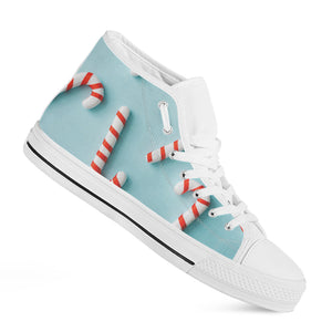 Christmas Candy Candies Pattern Print White High Top Shoes