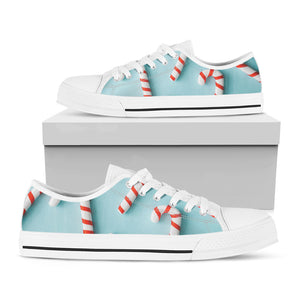 Christmas Candy Candies Pattern Print White Low Top Shoes