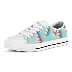 Christmas Candy Candies Pattern Print White Low Top Shoes