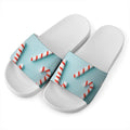 Christmas Candy Candies Pattern Print White Slide Sandals