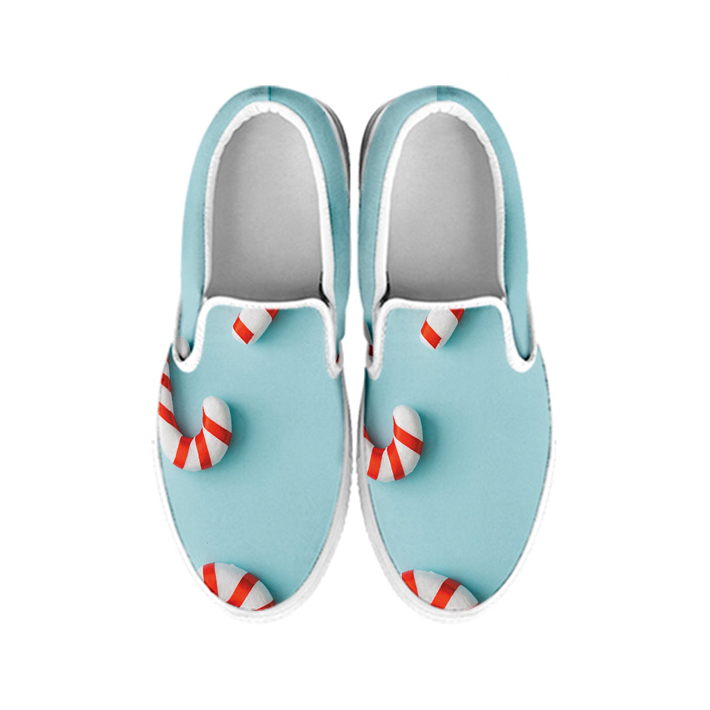 Christmas Candy Candies Pattern Print White Slip On Shoes