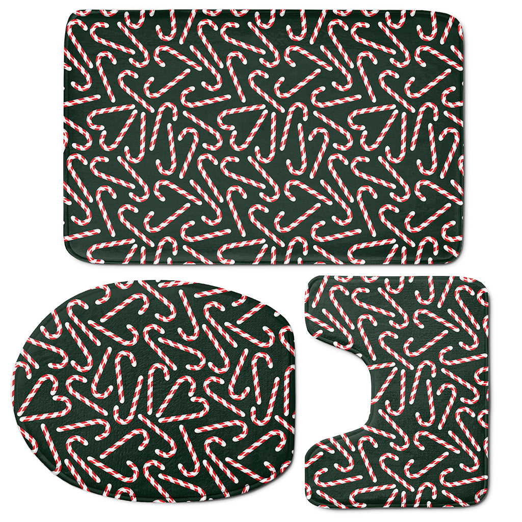 Christmas Candy Cane Pattern Print 3 Piece Bath Mat Set