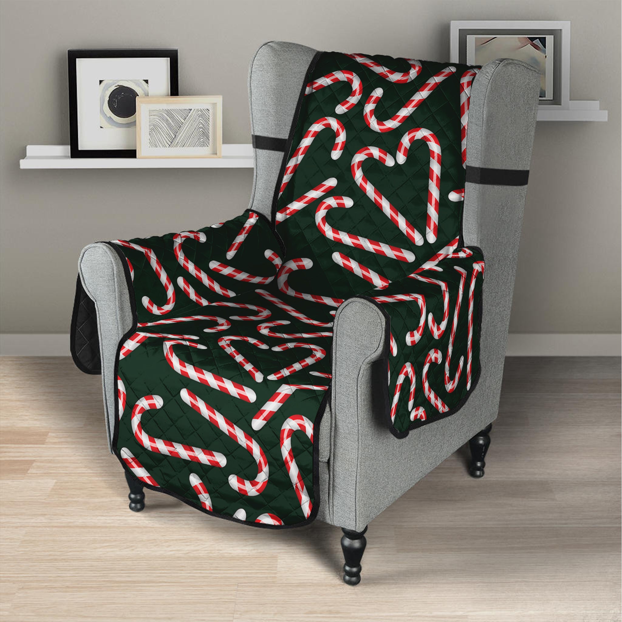 Christmas Candy Cane Pattern Print Armchair Protector