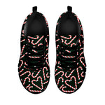 Christmas Candy Cane Pattern Print Black Sneakers