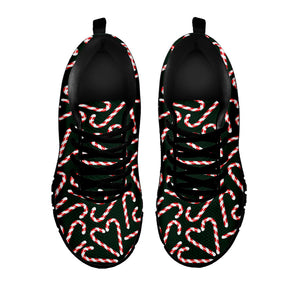 Christmas Candy Cane Pattern Print Black Sneakers