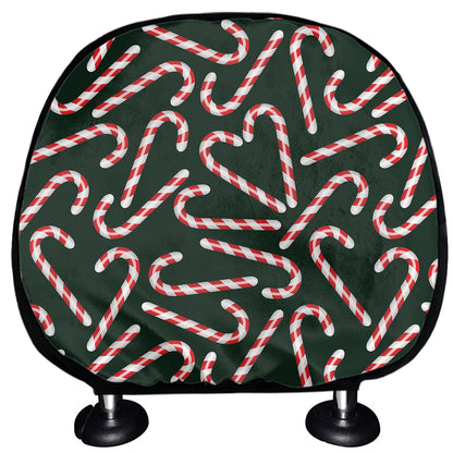 Christmas Candy Cane Pattern Print Car Headrest Covers