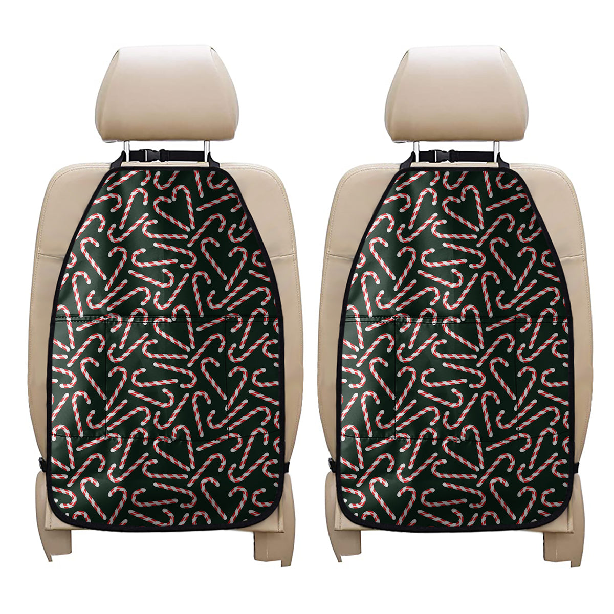 Christmas Candy Cane Pattern Print Car Seat Organizers