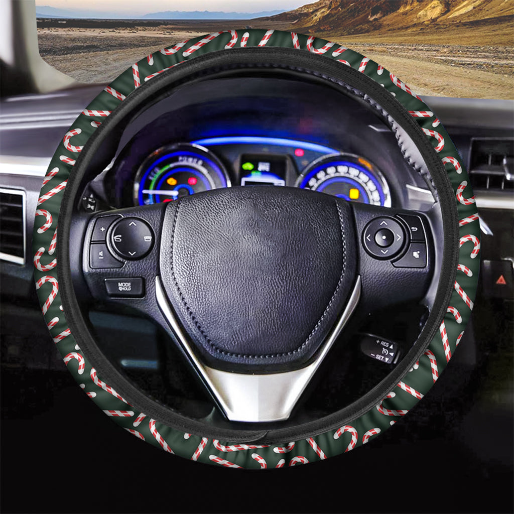 Christmas Candy Cane Pattern Print Car Steering Wheel Cover