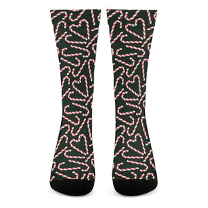 Christmas Candy Cane Pattern Print Crew Socks