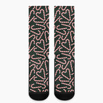 Christmas Candy Cane Pattern Print Crew Socks