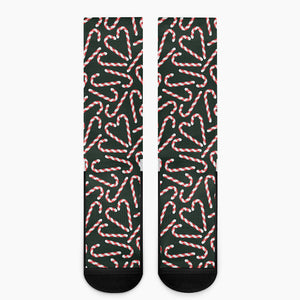 Christmas Candy Cane Pattern Print Crew Socks