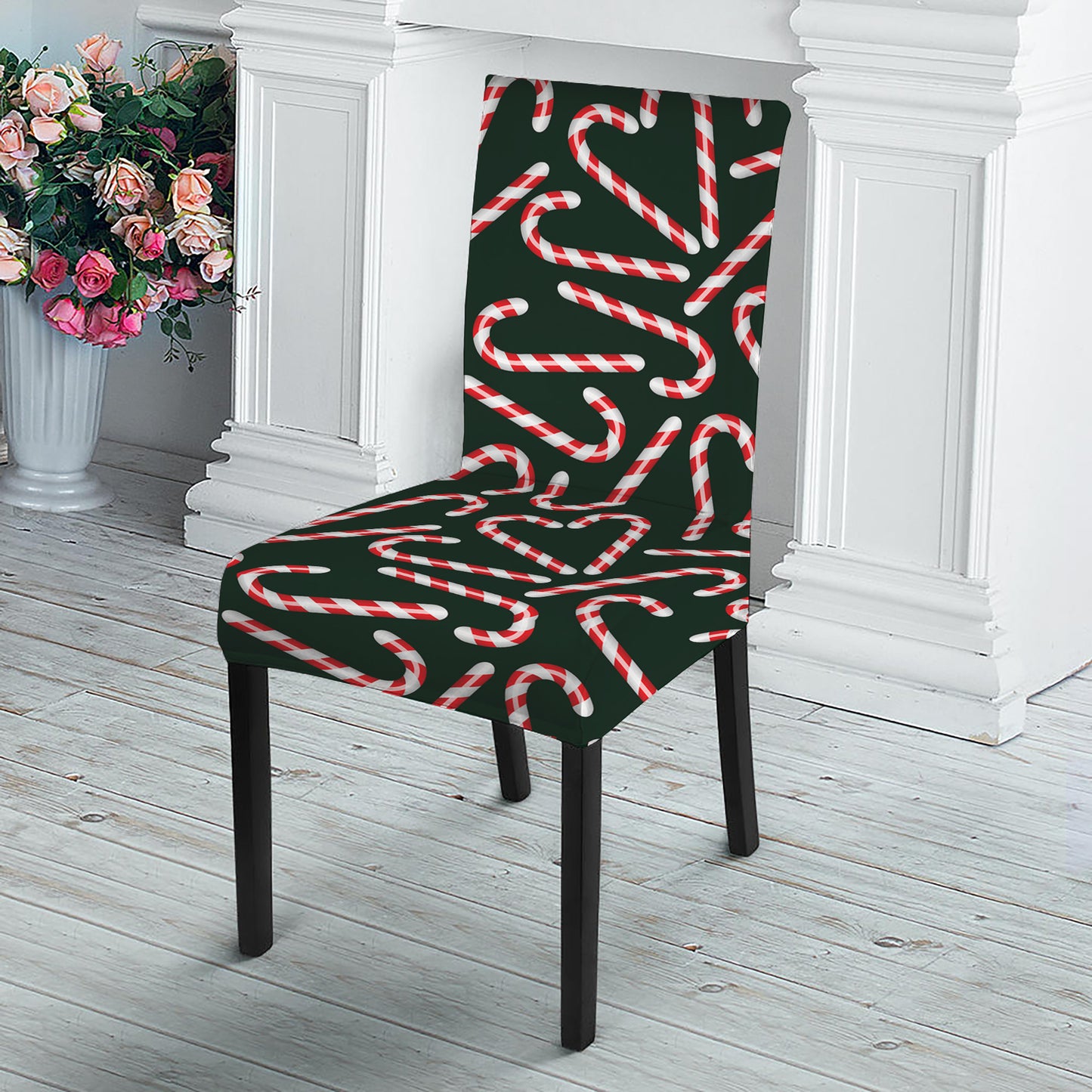 Christmas Candy Cane Pattern Print Dining Chair Slipcover