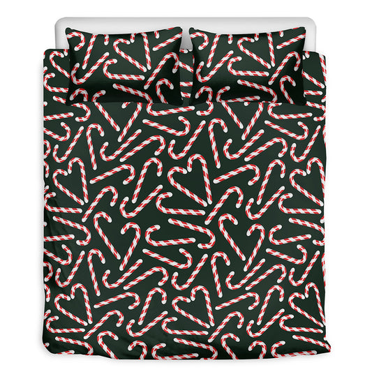Christmas Candy Cane Pattern Print Duvet Cover Bedding Set