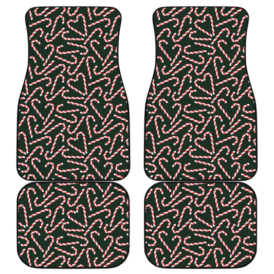 Christmas Candy Cane Pattern Print Front and Back Car Floor Mats