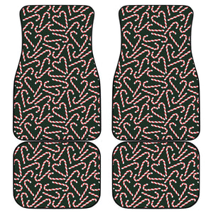 Christmas Candy Cane Pattern Print Front and Back Car Floor Mats