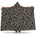 Christmas Candy Cane Pattern Print Hooded Blanket