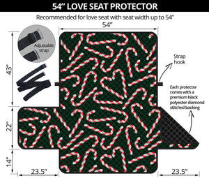 Christmas Candy Cane Pattern Print Loveseat Protector