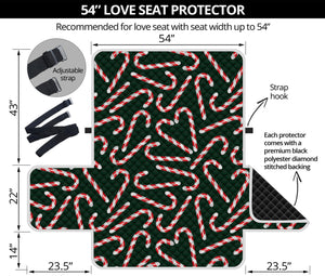 Christmas Candy Cane Pattern Print Loveseat Protector