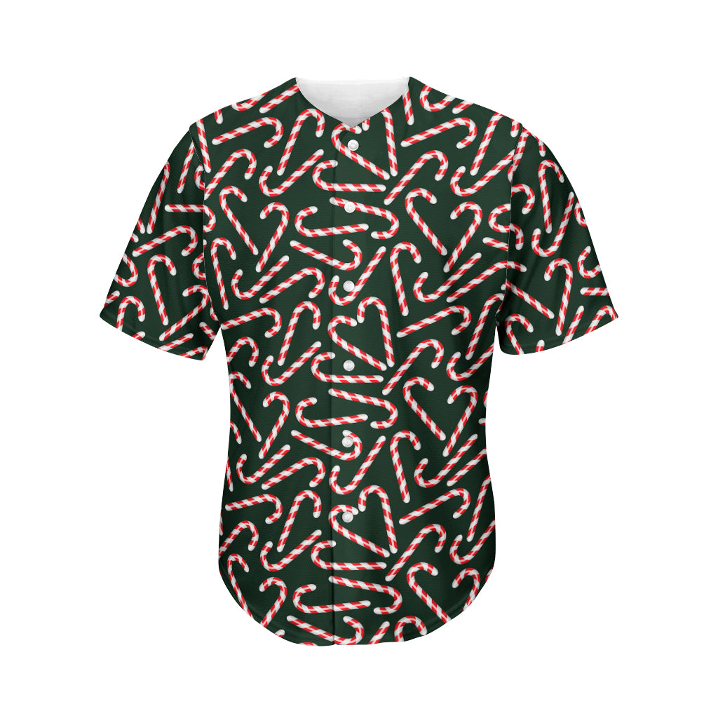 Christmas Candy Cane Pattern Print Men's Baseball Jersey