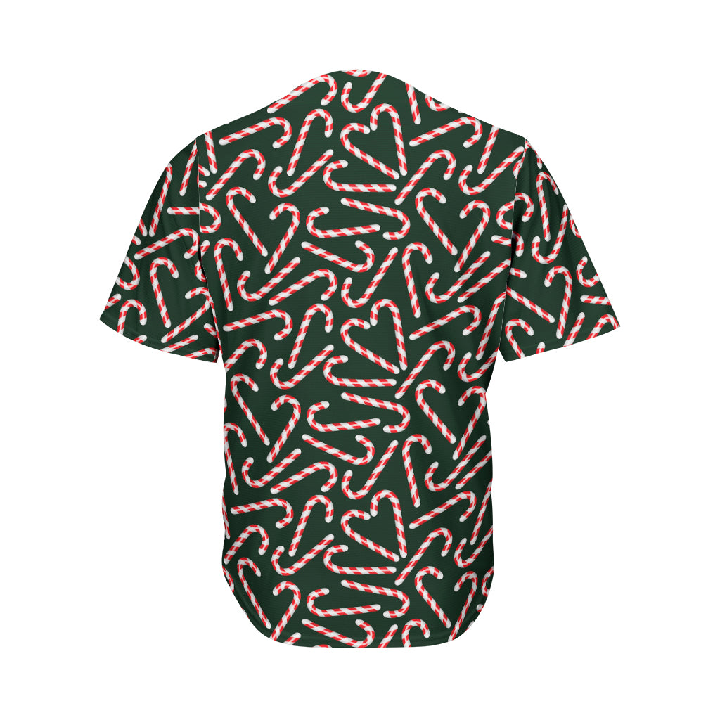 Christmas Candy Cane Pattern Print Men's Baseball Jersey