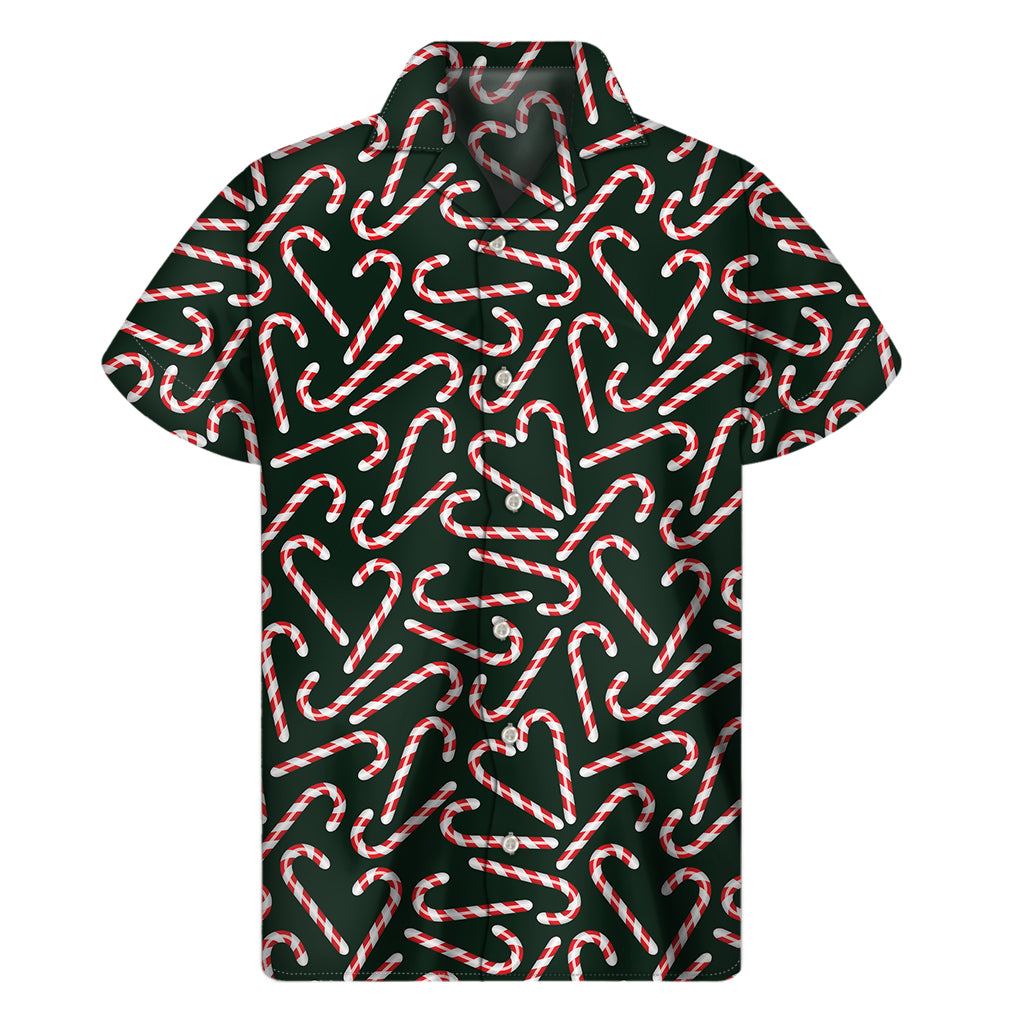 Christmas Candy Cane Pattern Print Men's Short Sleeve Shirt