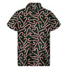 Christmas Candy Cane Pattern Print Men's Short Sleeve Shirt