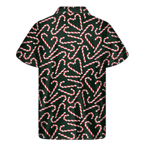 Christmas Candy Cane Pattern Print Men's Short Sleeve Shirt