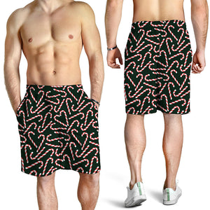 Christmas Candy Cane Pattern Print Men's Shorts