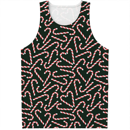 Christmas Candy Cane Pattern Print Men's Tank Top