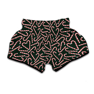 Christmas Candy Cane Pattern Print Muay Thai Boxing Shorts