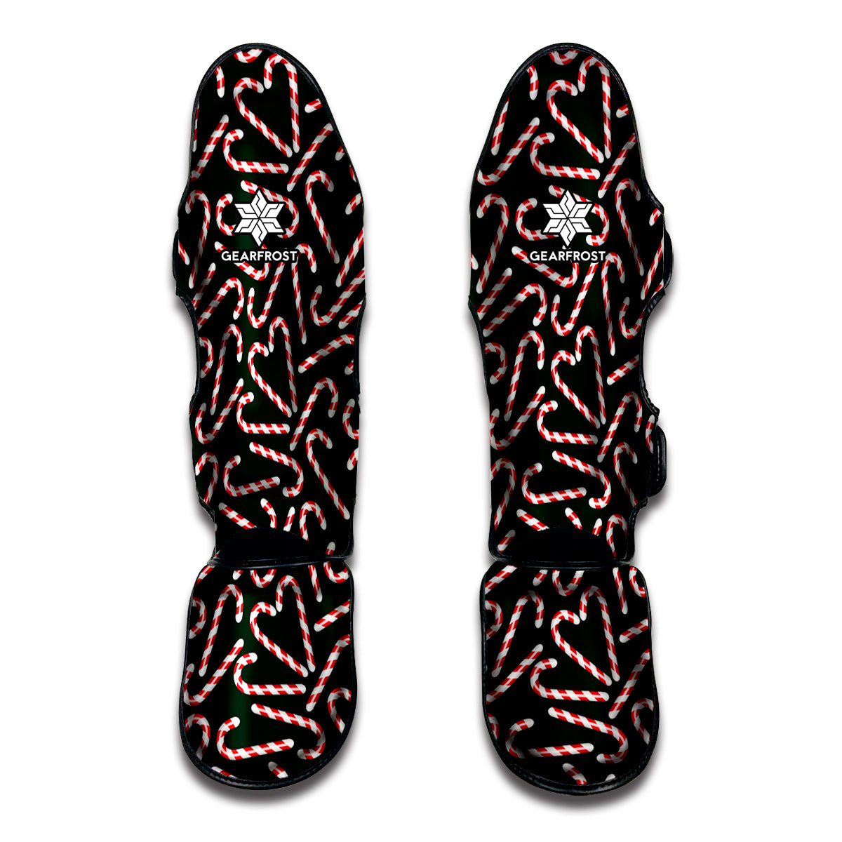 Christmas Candy Cane Pattern Print Muay Thai Shin Guard