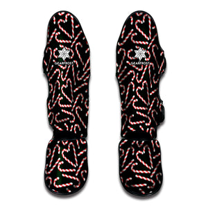 Christmas Candy Cane Pattern Print Muay Thai Shin Guard